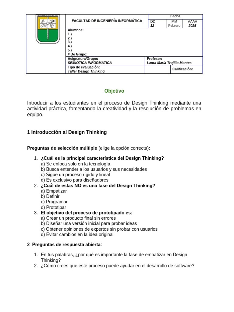 Taller de Creatividad en Design Thinking | PDF
