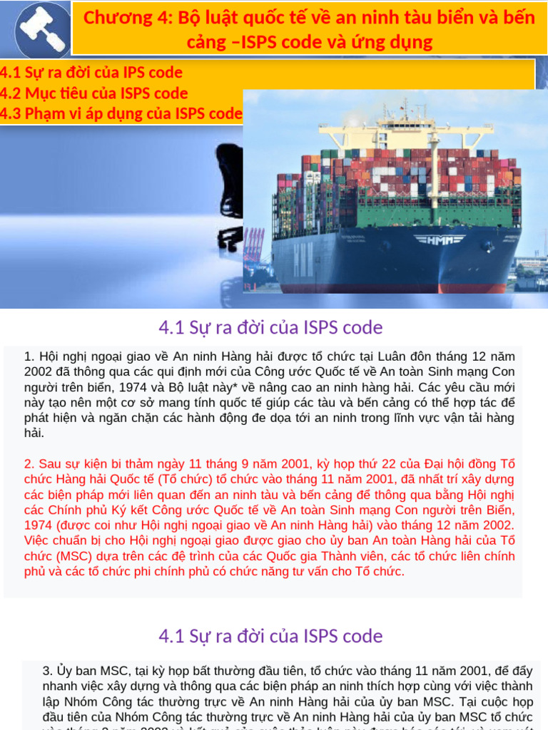 9. CHUONG 4 BỘ LUẬT QUOC TE VE ANTB VA BEN CANG ISPS | PDF