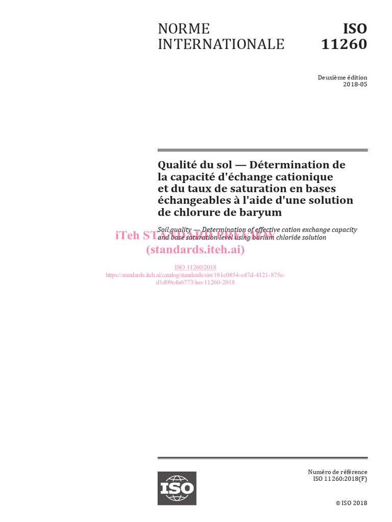 Iso 11260 2018 | PDF | Organisation internationale de normalisation | Ion