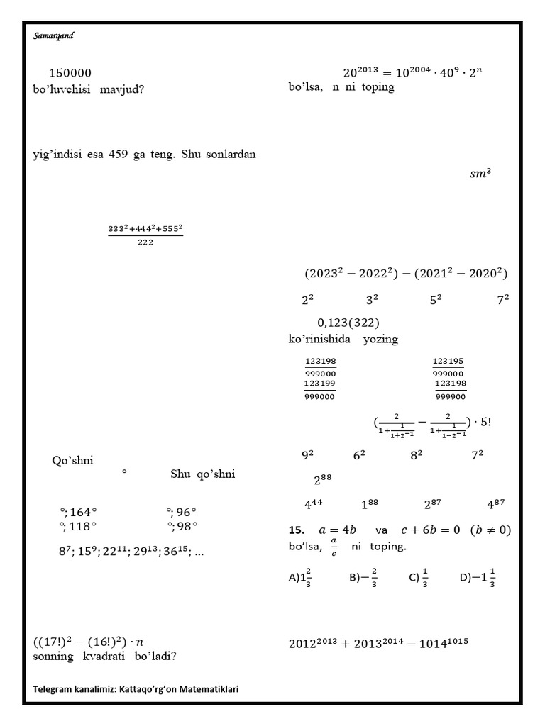 Maxsus test 20 ta | PDF
