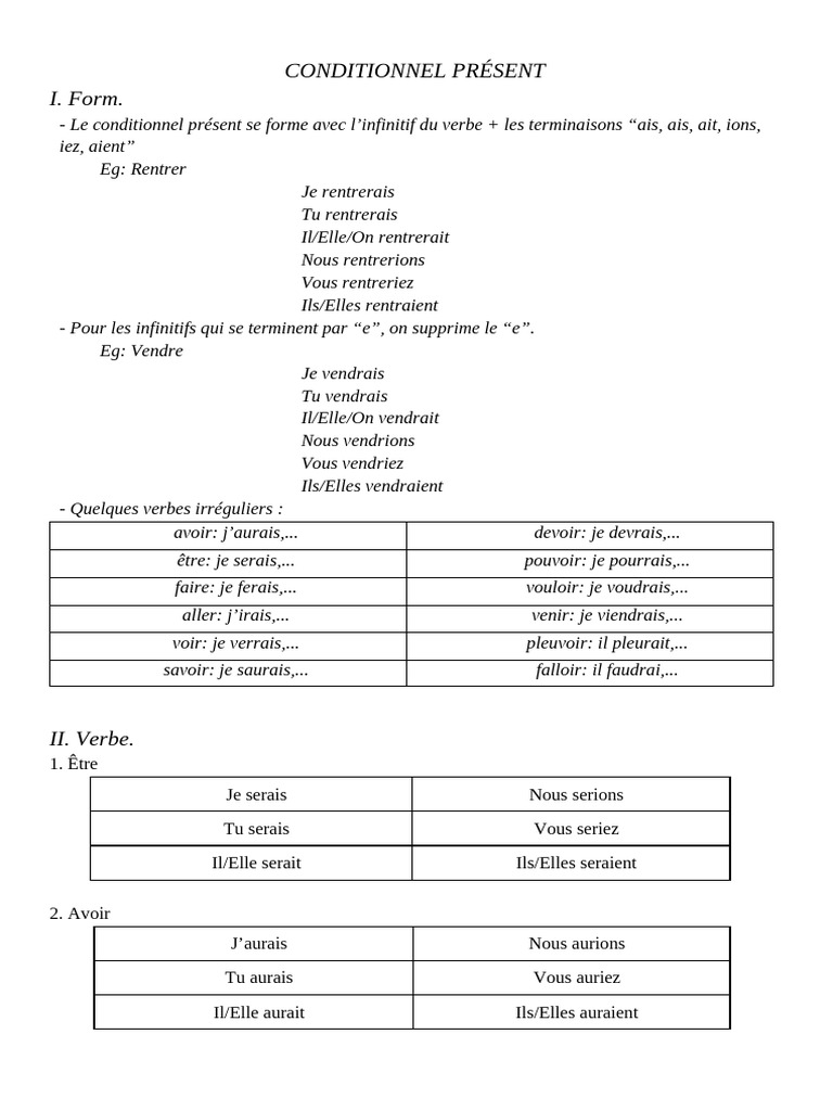 Conjugaison du conditionnel présent | PDF | Échecs | Théorie (échecs)