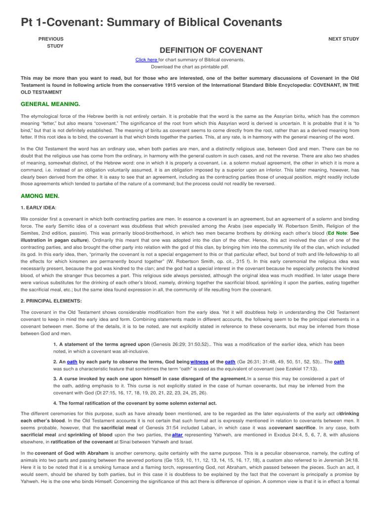 PT 1-Covenant Summary of Biblical Covenants | PDF | Covenant (Biblical ...