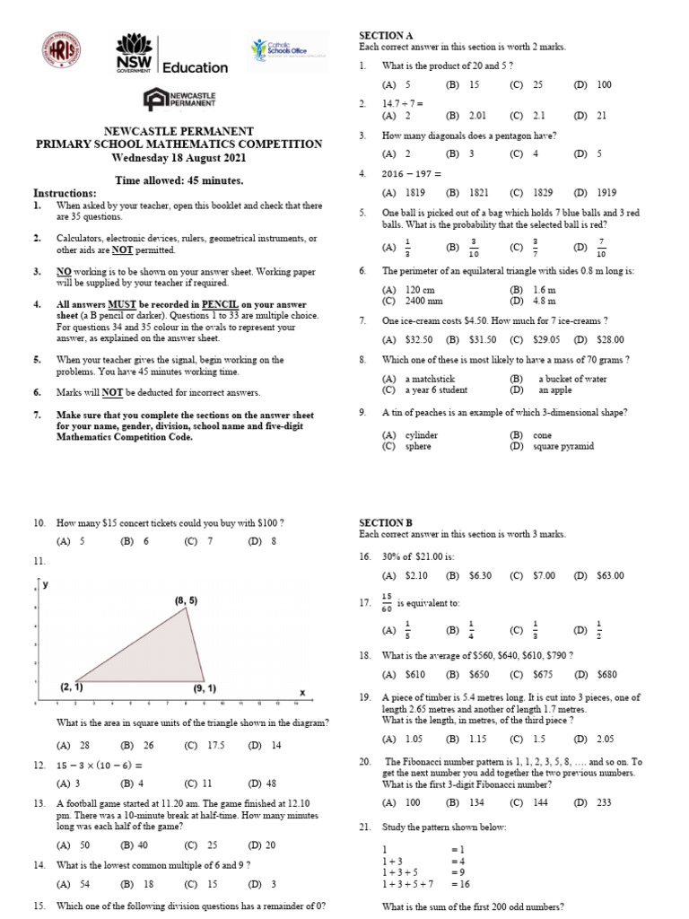 Primary School Math Competition Guide | PDF | Area | Geometric Shapes