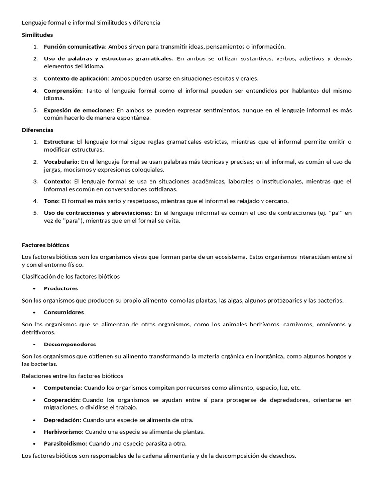 Lenguaje Formal e Informal: Claves y Ejemplos | PDF | Agua | Suelo
