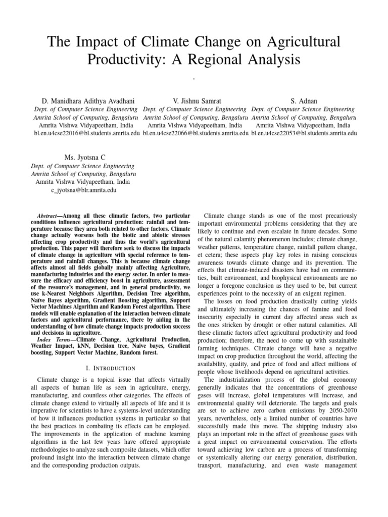 Climate Change Effects on Agriculture | PDF | Climate Change | Agriculture