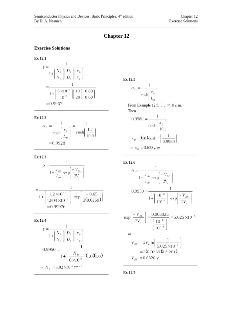 Semi 4 Ex Sol 12 | PDF | Electricity | Solid State Engineering