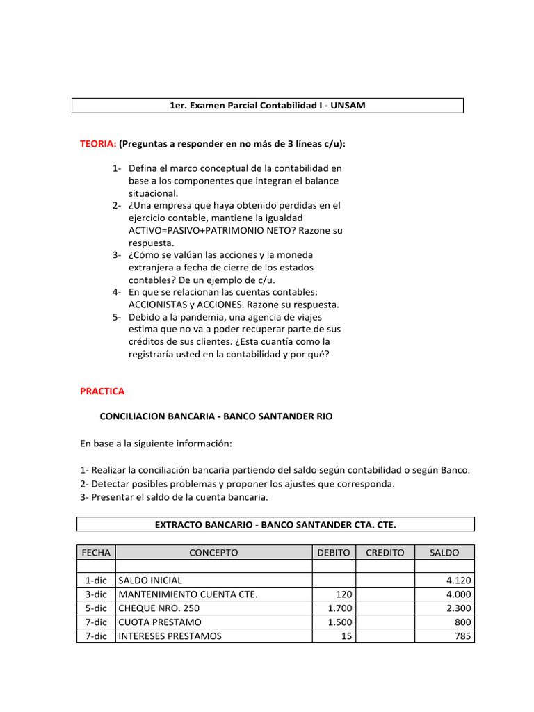 1er Parcial 2 | PDF | Contabilidad | Bancos