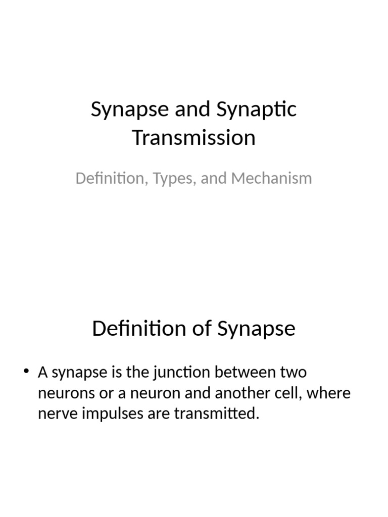 Synapse and Synaptic Transmission | PDF