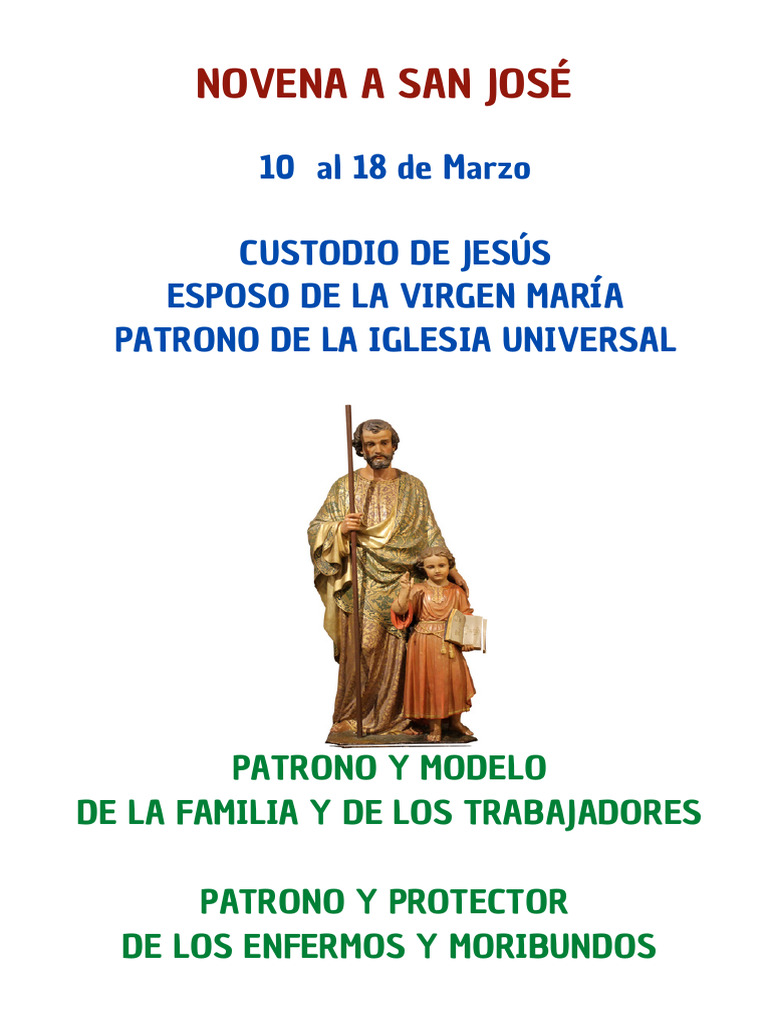 Novena a San José: Oraciones Diarias | PDF | María, madre de Jesús ...
