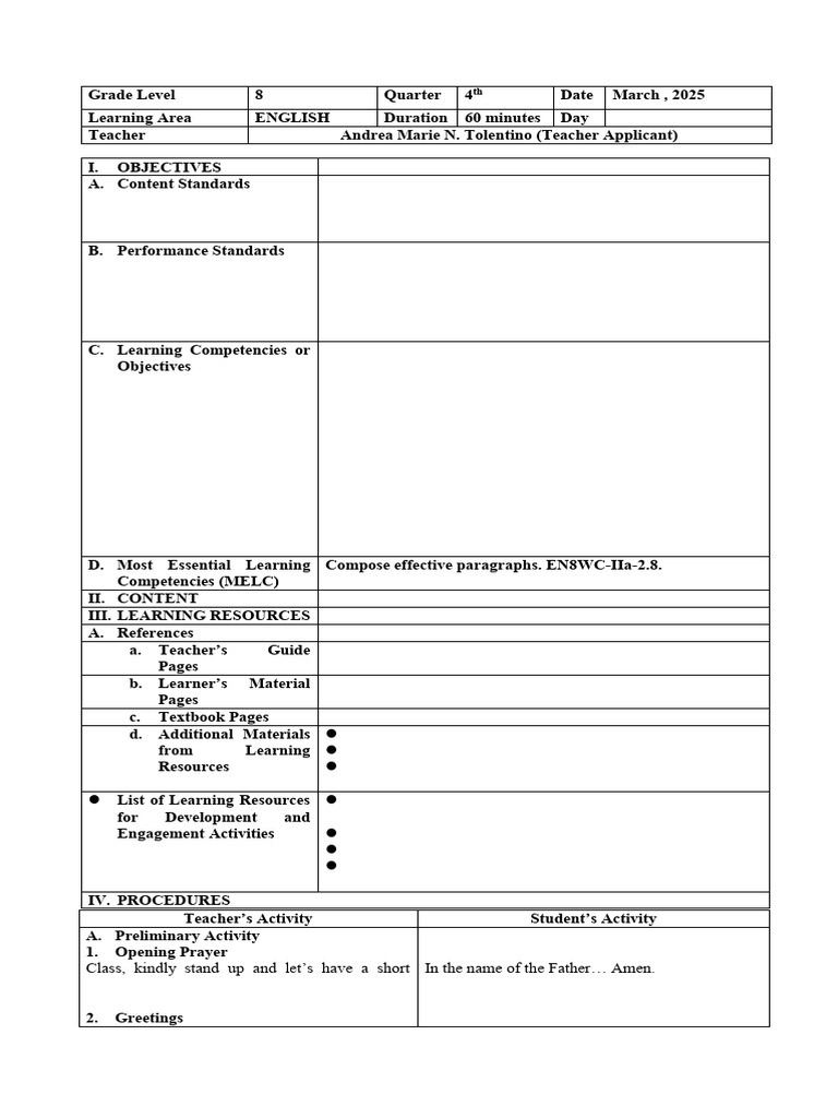 Composing Effective Paragraphs Lesson | PDF | Thought | Learning