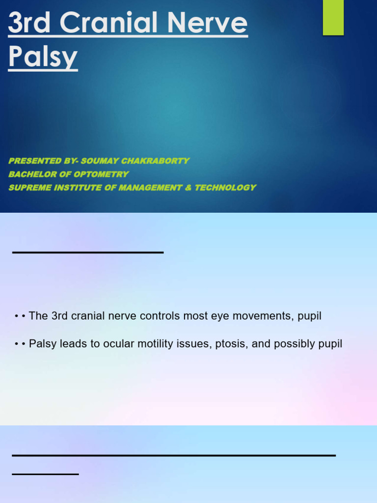 Understanding 3rd Cranial Nerve Palsy | PDF