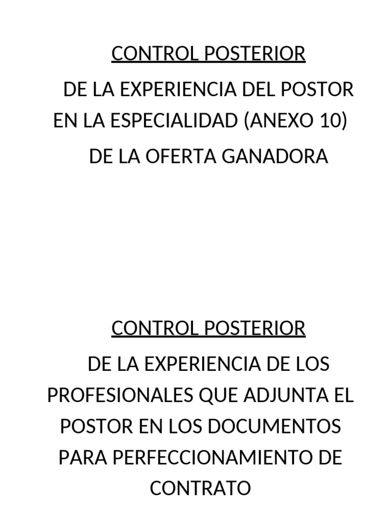 Hoja de Control Posterior | PDF