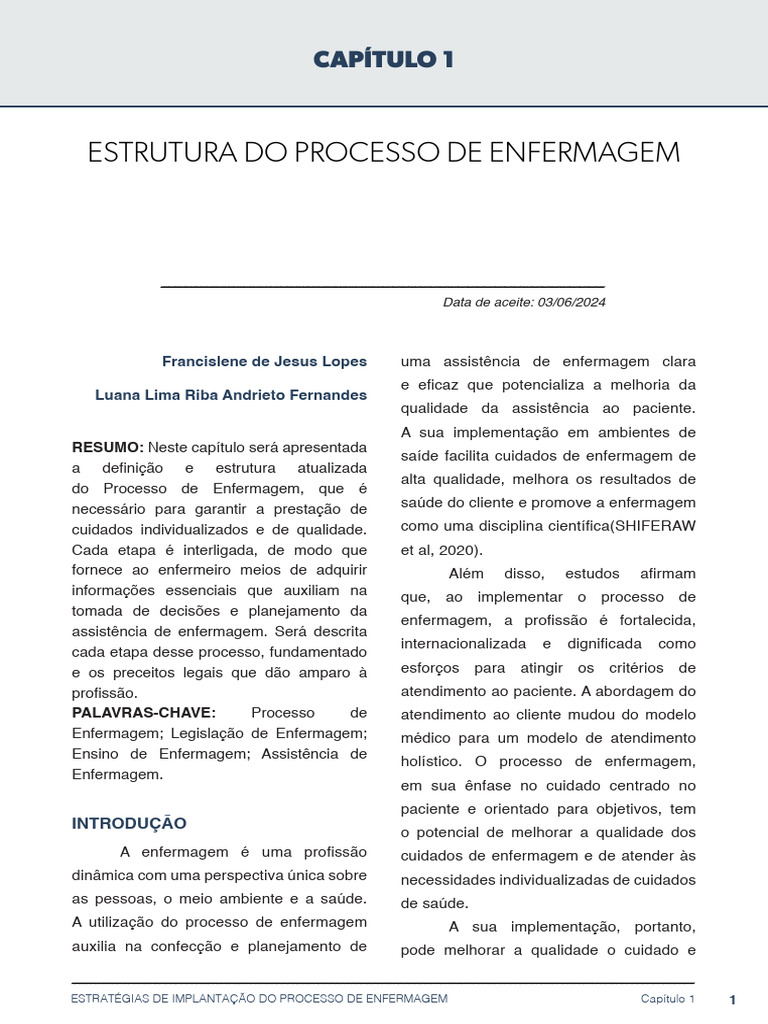 Implantação do Processo de Enfermagem | PDF | Enfermagem | Receita médica