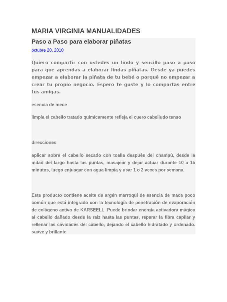 Elaboracion de Piñatas | PDF | Pelo