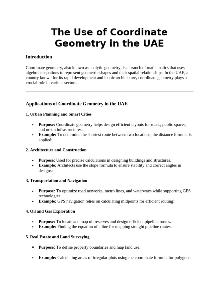 Coordinate Geometry in UAE's Development | PDF