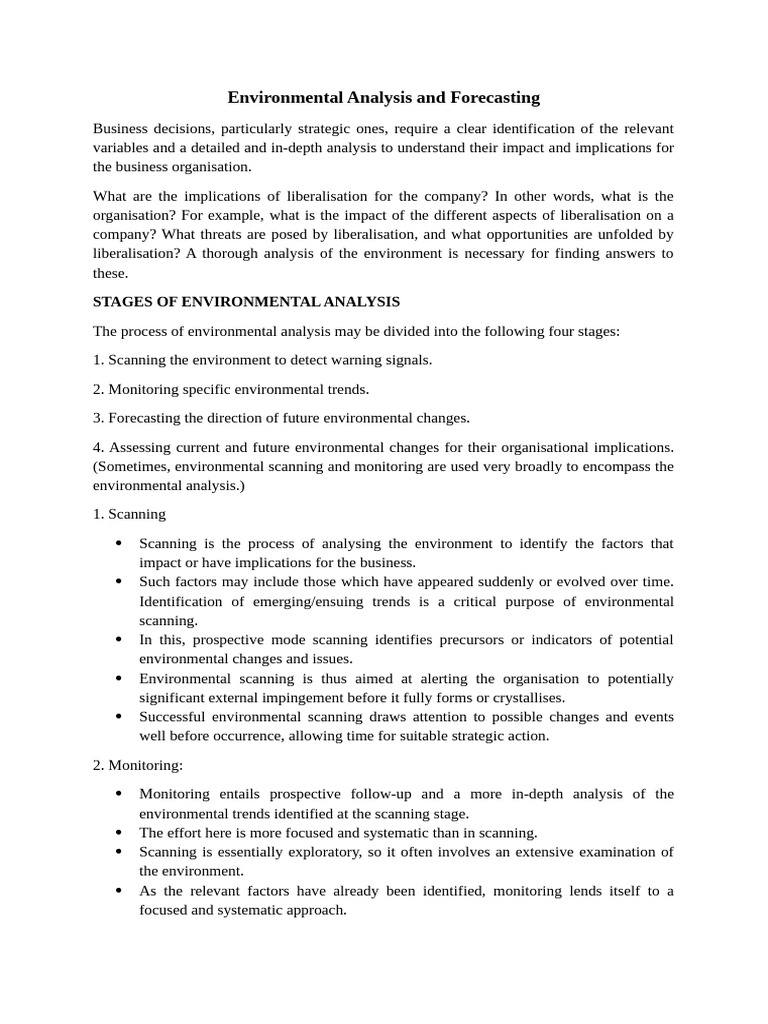 Stages of Environmental Analysis | PDF | Macroeconomics | Scenario Planning