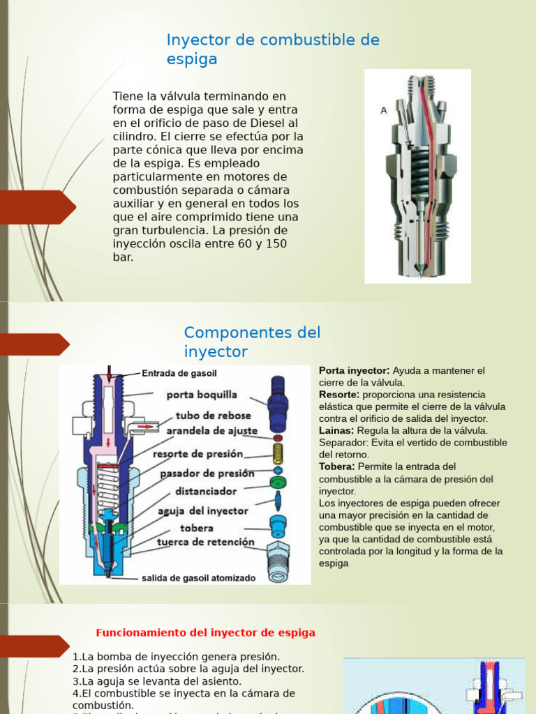 Inyector Diesel Tipo Espiga: Funcionamiento y Partes | PDF | Inyección ...