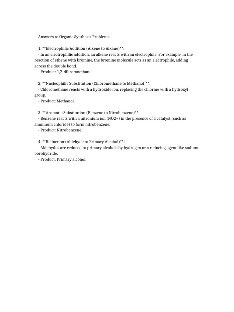 Chemistry Organic Synthesis Answers | PDF