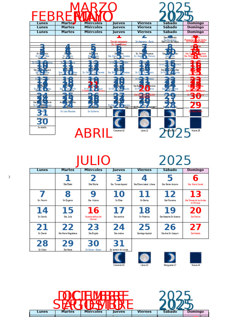 Calendario Santoral 2025 con Santos | PDF | Iglesia Católica | Santos ...