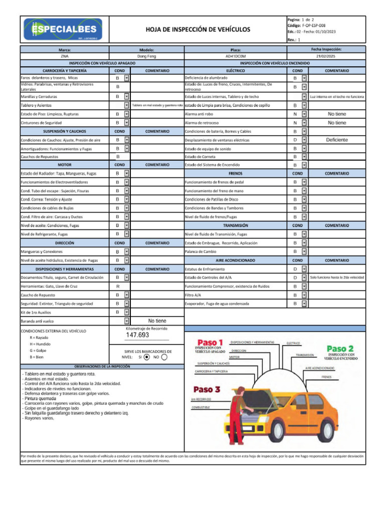 Inspeccion Vehiculos Febrero | PDF