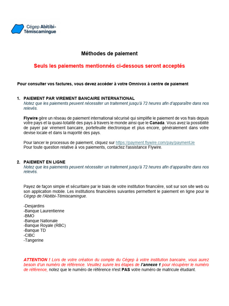 Méthodes de Paiement Acceptées | PDF | Banques