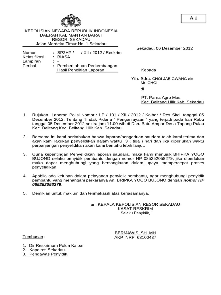 Pemberitahuan Perkembangan SP2HP | PDF