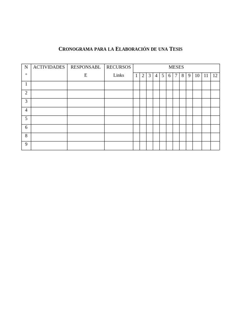 2.cronograma para La Elaboración de Una Tesis | PDF