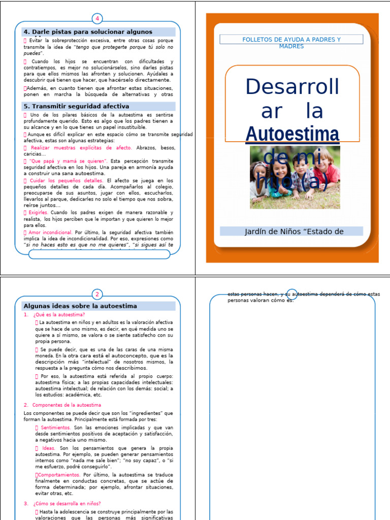 Autoestima Folleto Padres De Familia Pdf Autoestima Comportamiento