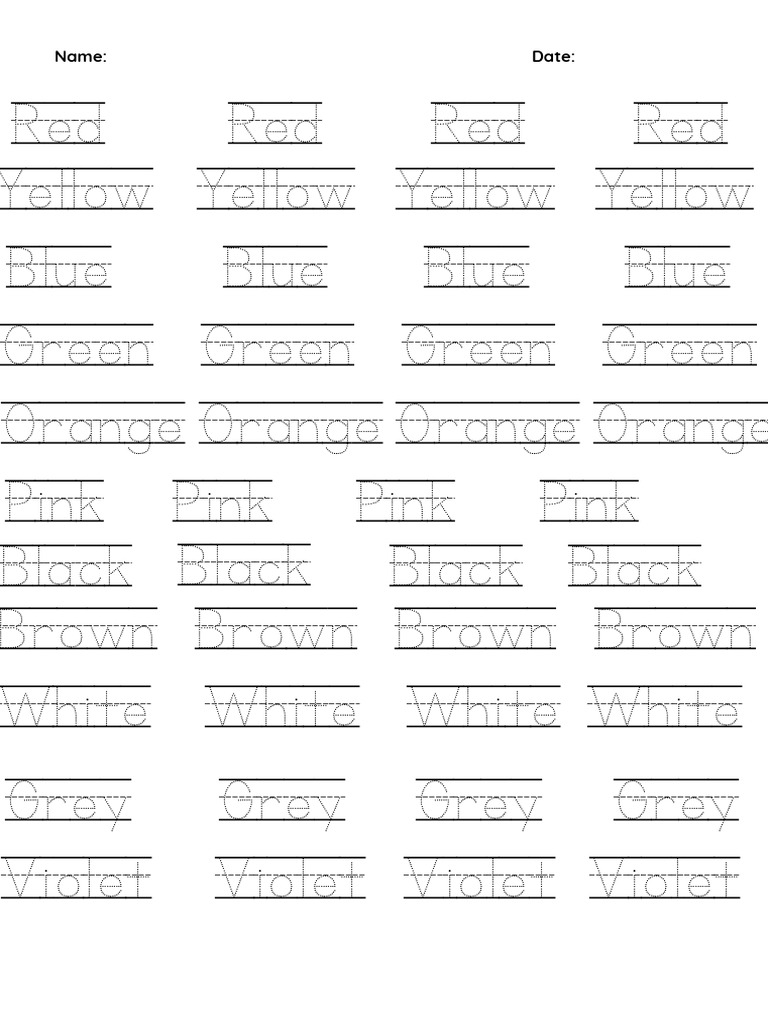 Color and Object Vocabulary List | PDF