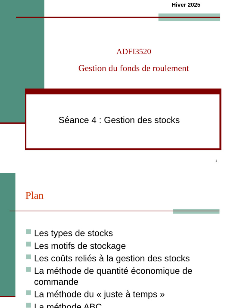 Gestion des stocks et coûts associés | PDF | Stock | Stockage de l'énergie