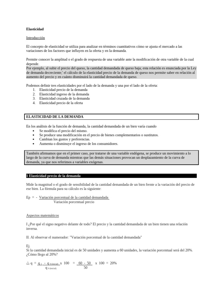 Elasticidad de la demanda y oferta | PDF | Elasticidad (economía ...