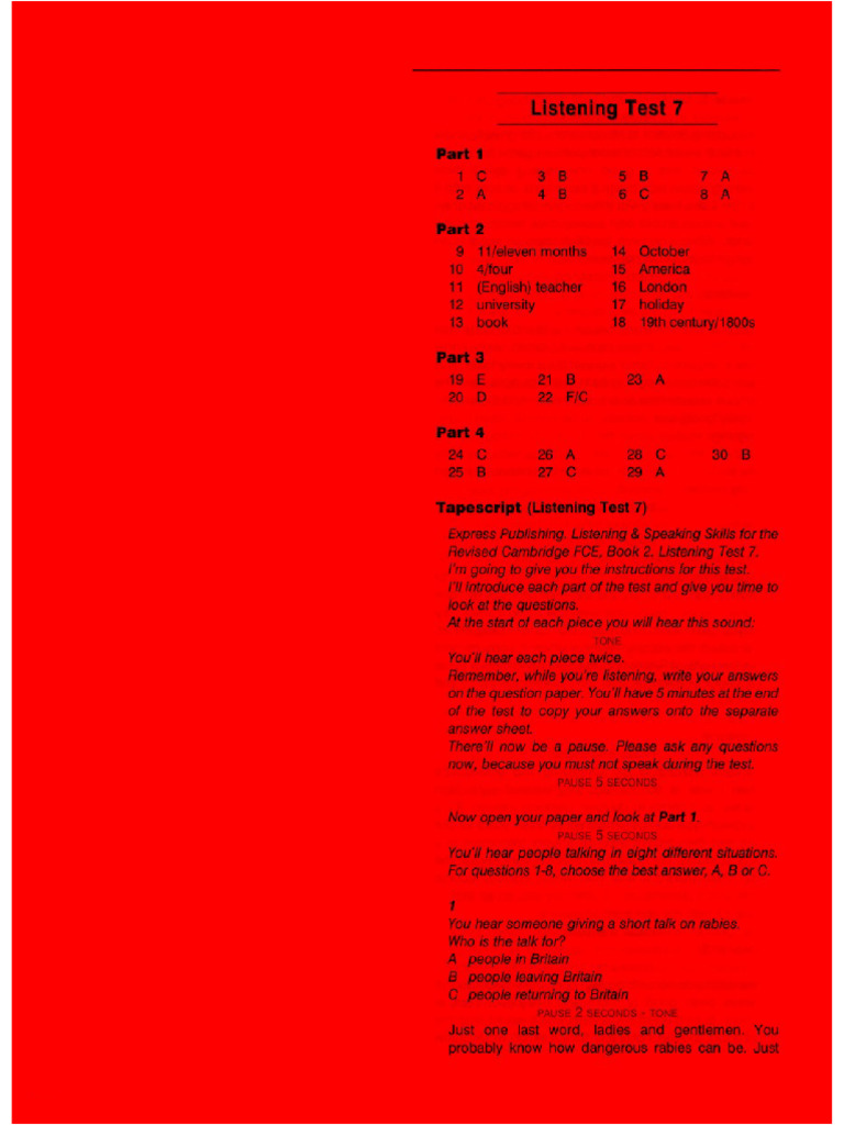 Test 7 - Listening - Key&script | PDF