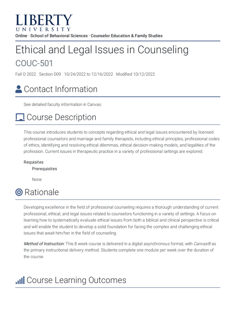 Ethical and Legal Issues in Counseling | PDF | Counseling Psychology