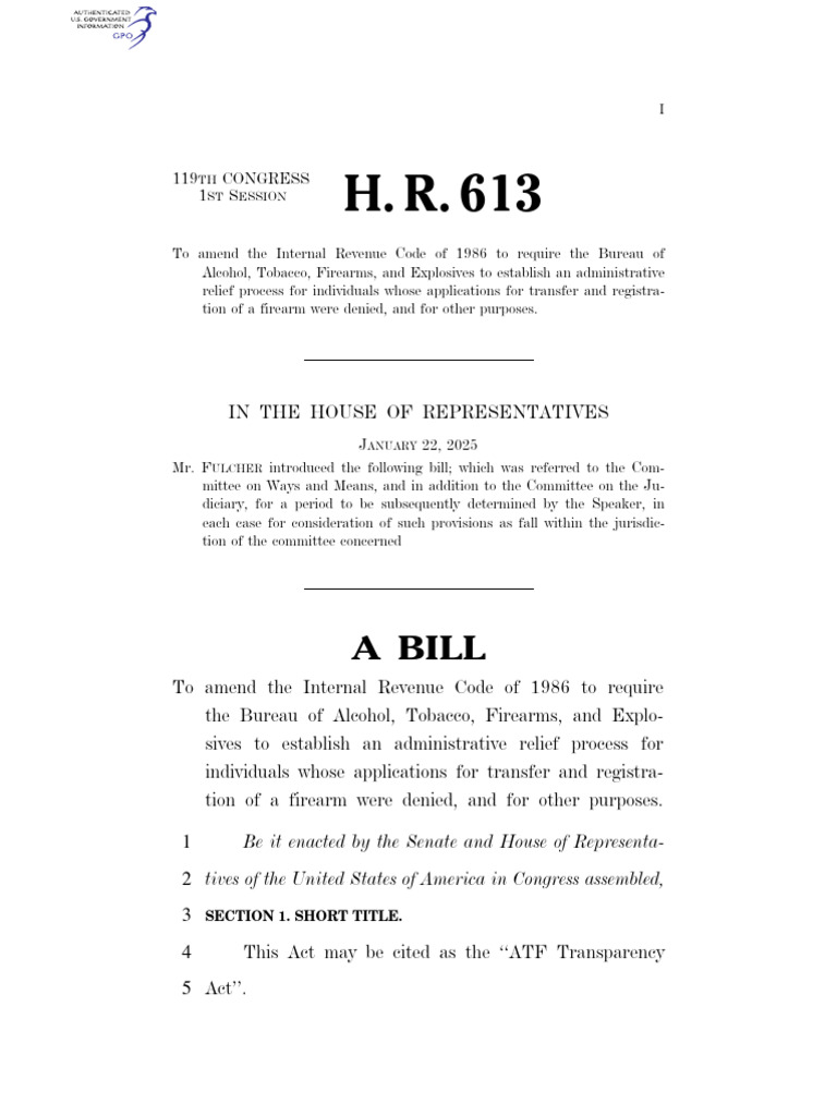 ATF Transparency Act Overview | PDF | National Instant Criminal ...