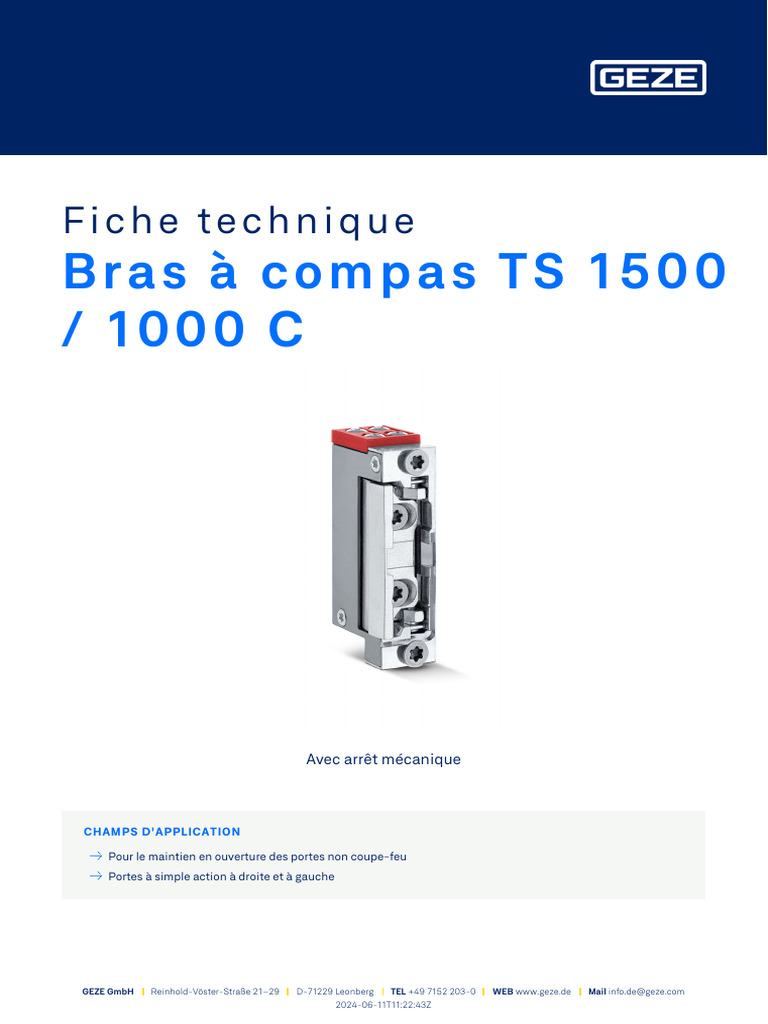 Bras à compas TS 1500/1000 C : Fiche technique | PDF