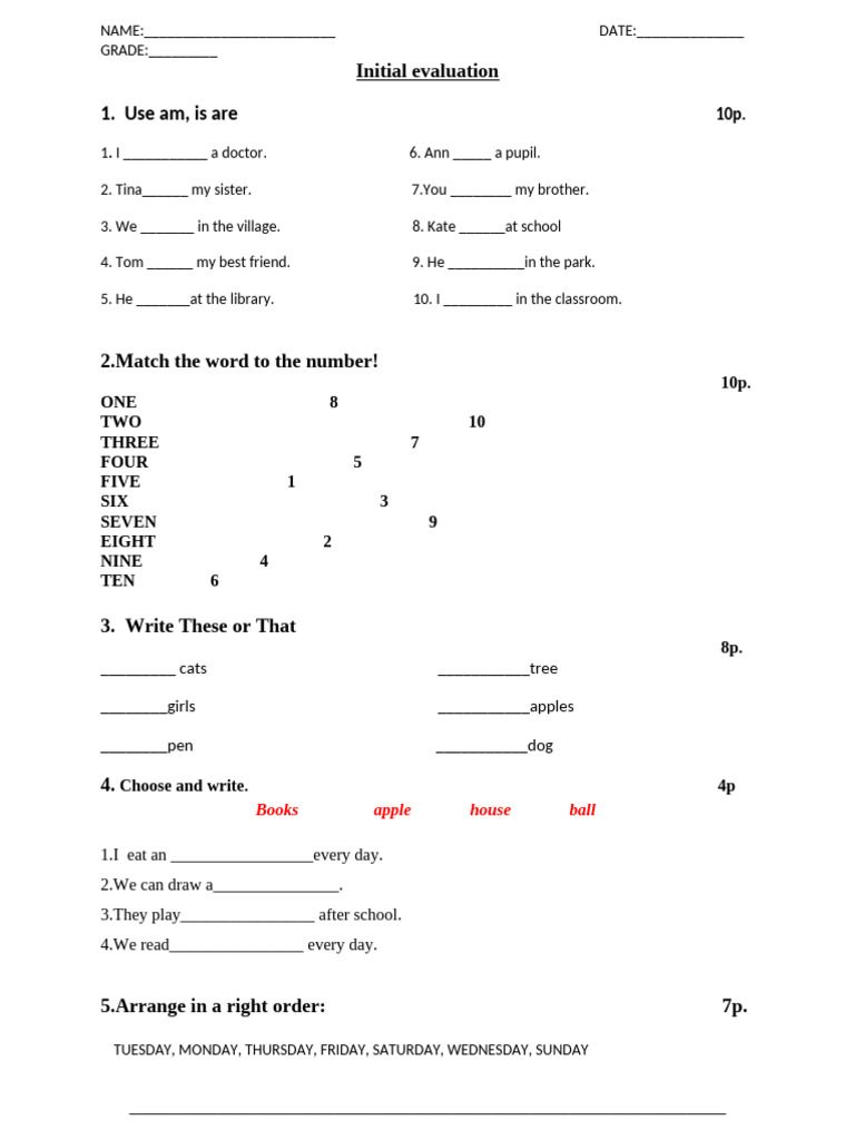 Clasa A 3 A Test Initial | PDF