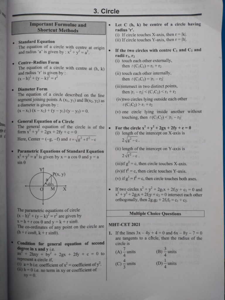 Circle Equations and Properties Guide | PDF | Circle | Euclidean Plane ...