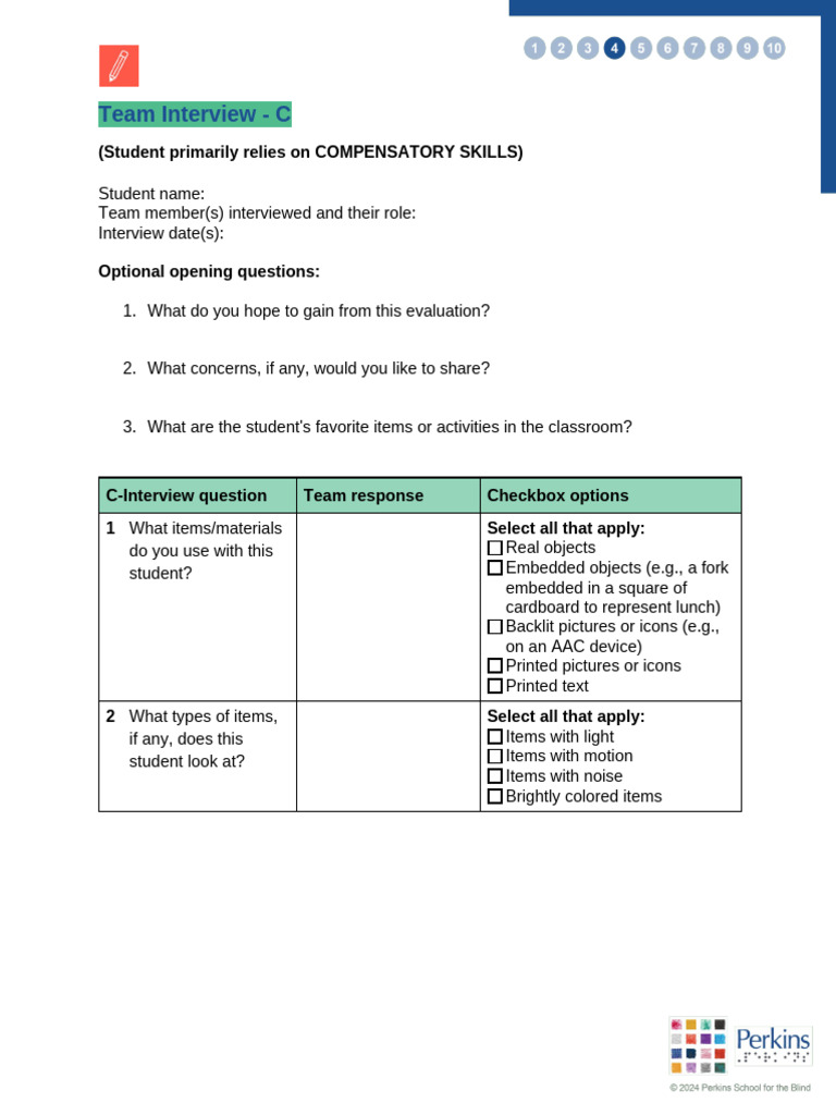 ThePerkinsCVIProtocol - Step 4 - Team Interview-C Template | PDF ...