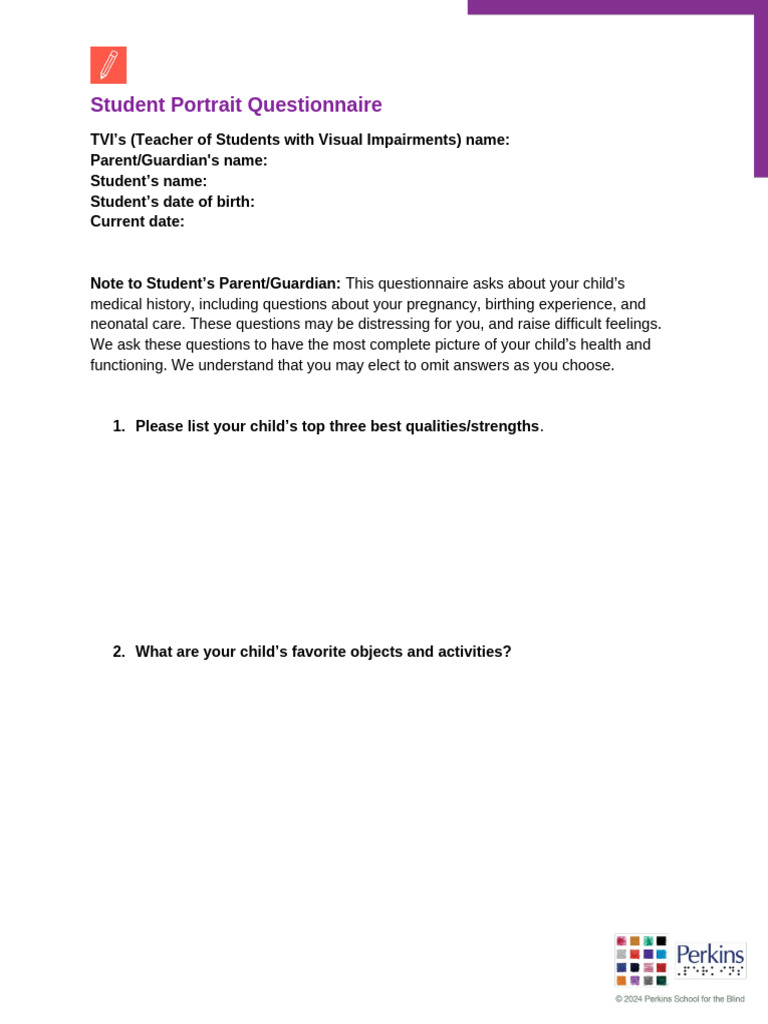 Student Health and Vision Questionnaire | PDF | Communication | Medical ...