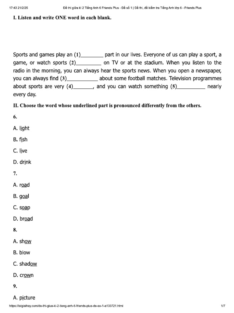 KT AV Test 1 | PDF