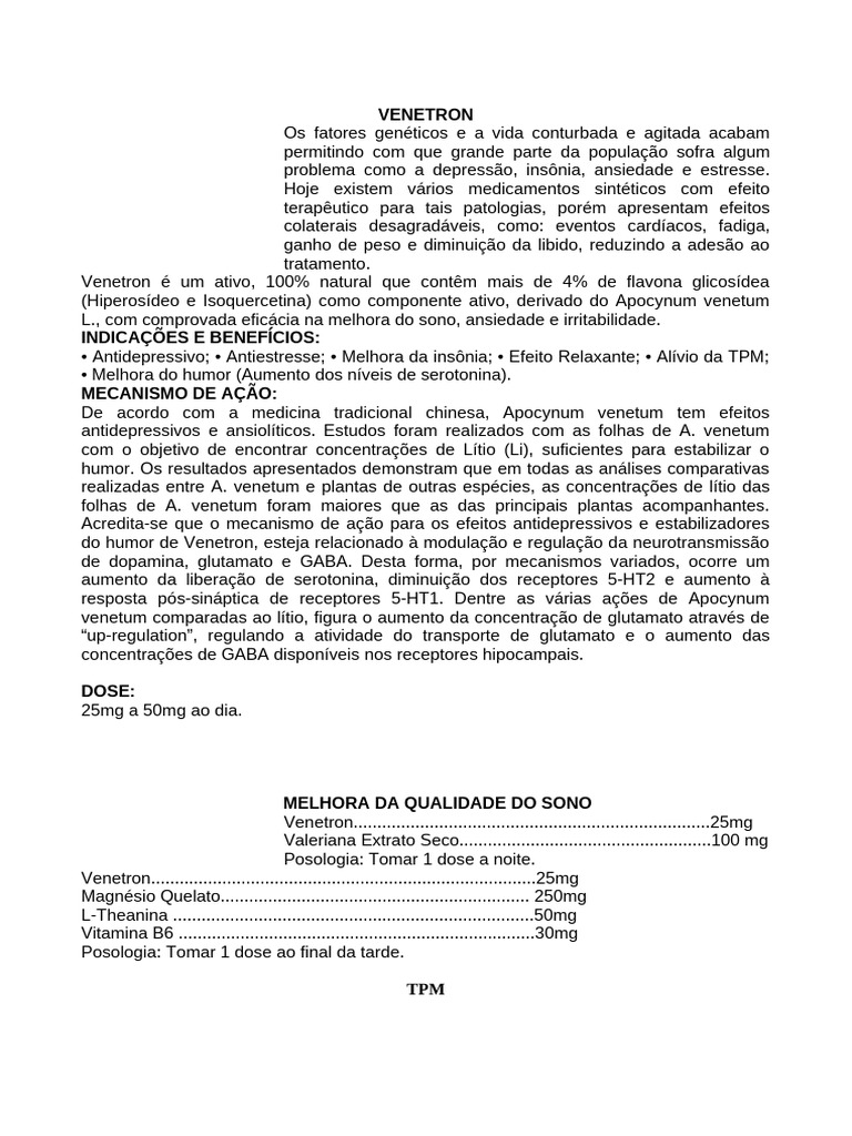 Venetron: Benefícios e Indicações | PDF | Antidepressivo