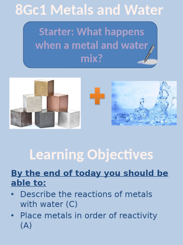Metals and Their Reactions with Water | PDF | Chemistry | Chemical Elements