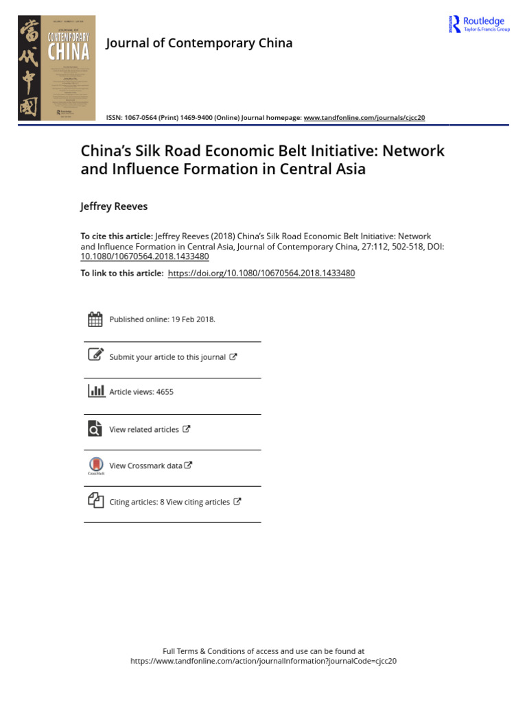 China s Silk Road Economic Belt Initiative Network and Influence ...