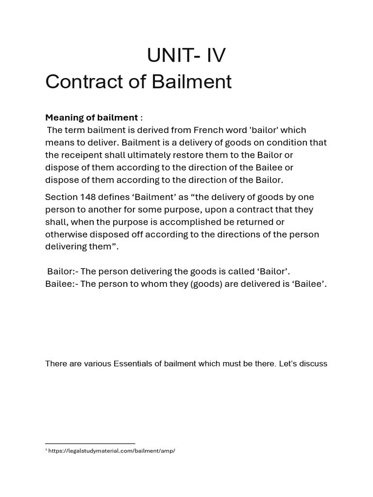 Understanding the Contract of Bailment | PDF | Indemnity | Duty Of Care