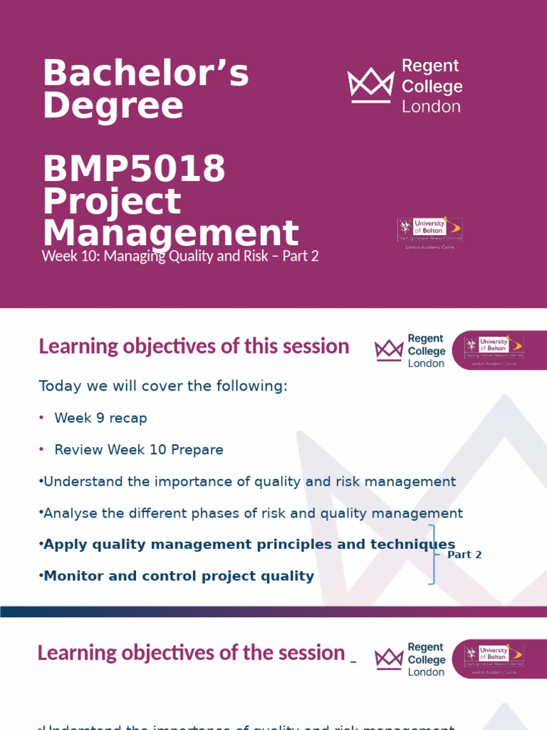 Week 10 - Managing Quality and Risk - Part 2 | PDF | Quality Management ...