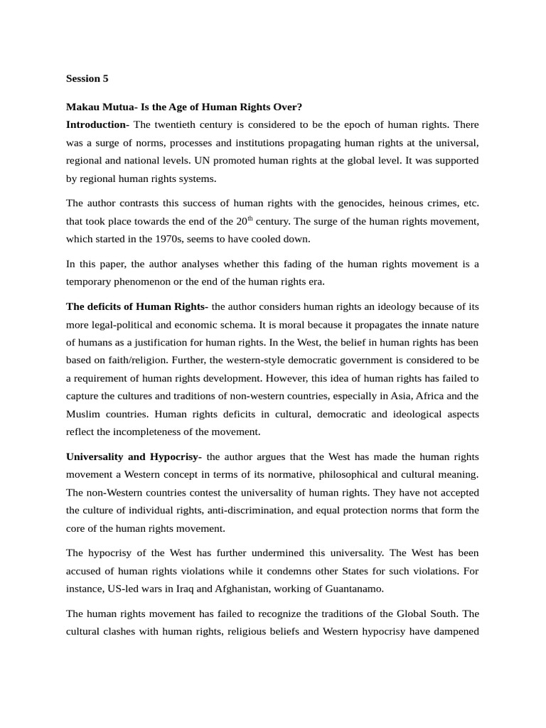 Is the Age of Human Rights Over? | PDF | Human Rights | Universalism