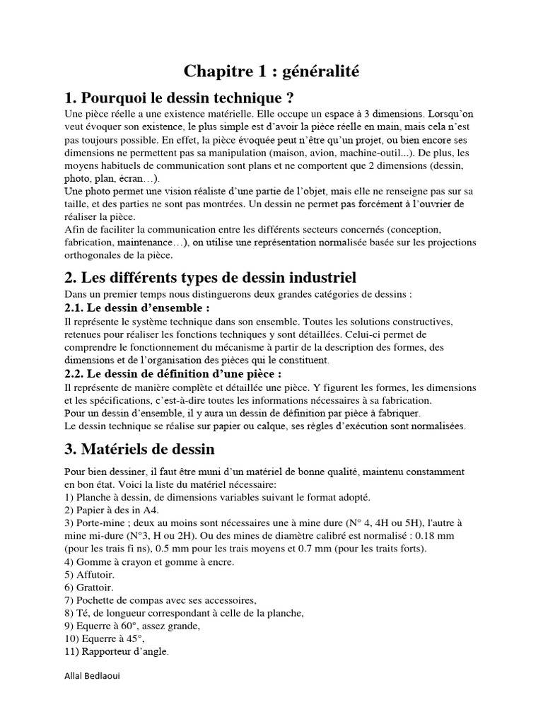 Matériel et normes du dessin technique | PDF | Dessin technique | Dessin
