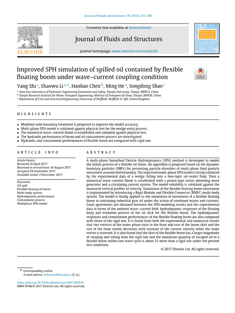 Improved SPH Simulation of Spilled Oil Contain | PDF | Fluid Dynamics ...