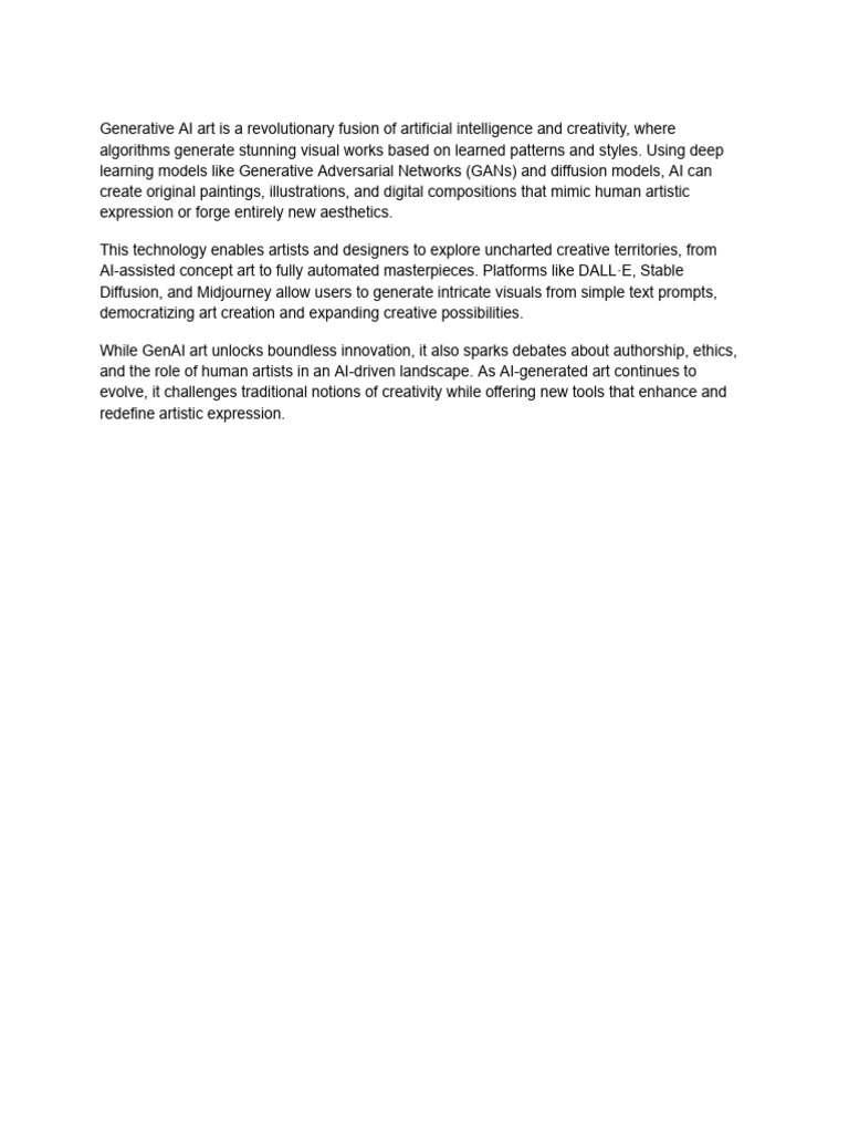 Exploring Generative AI Art Techniques | PDF