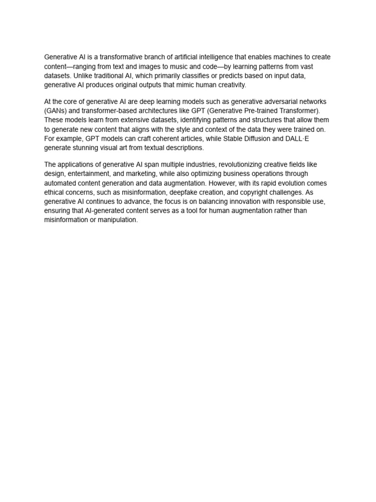 Understanding Generative AI and Its Impact | PDF